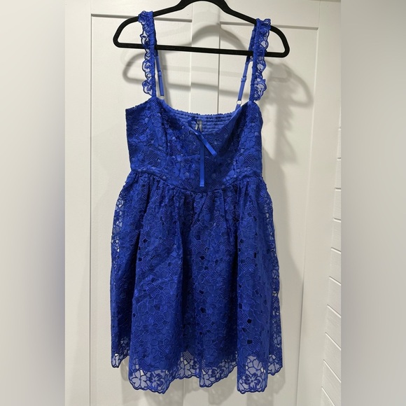 Anthropologie Ruffle Strap Corset Lace Mini Dress - Picture 3 of 7